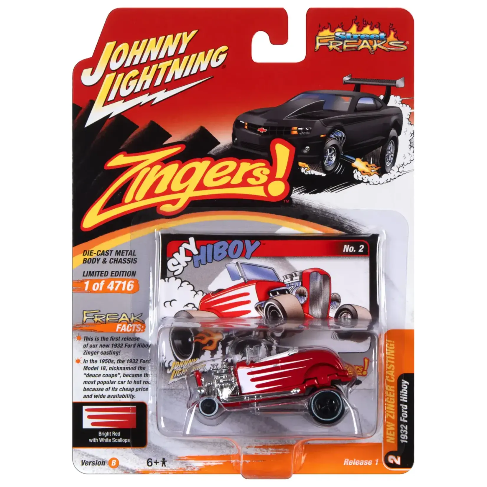 Johnny Lightning JLSP294B Johnny Lightning 1932 Frd Hi Boy (Zingers) Red w/White Scallops