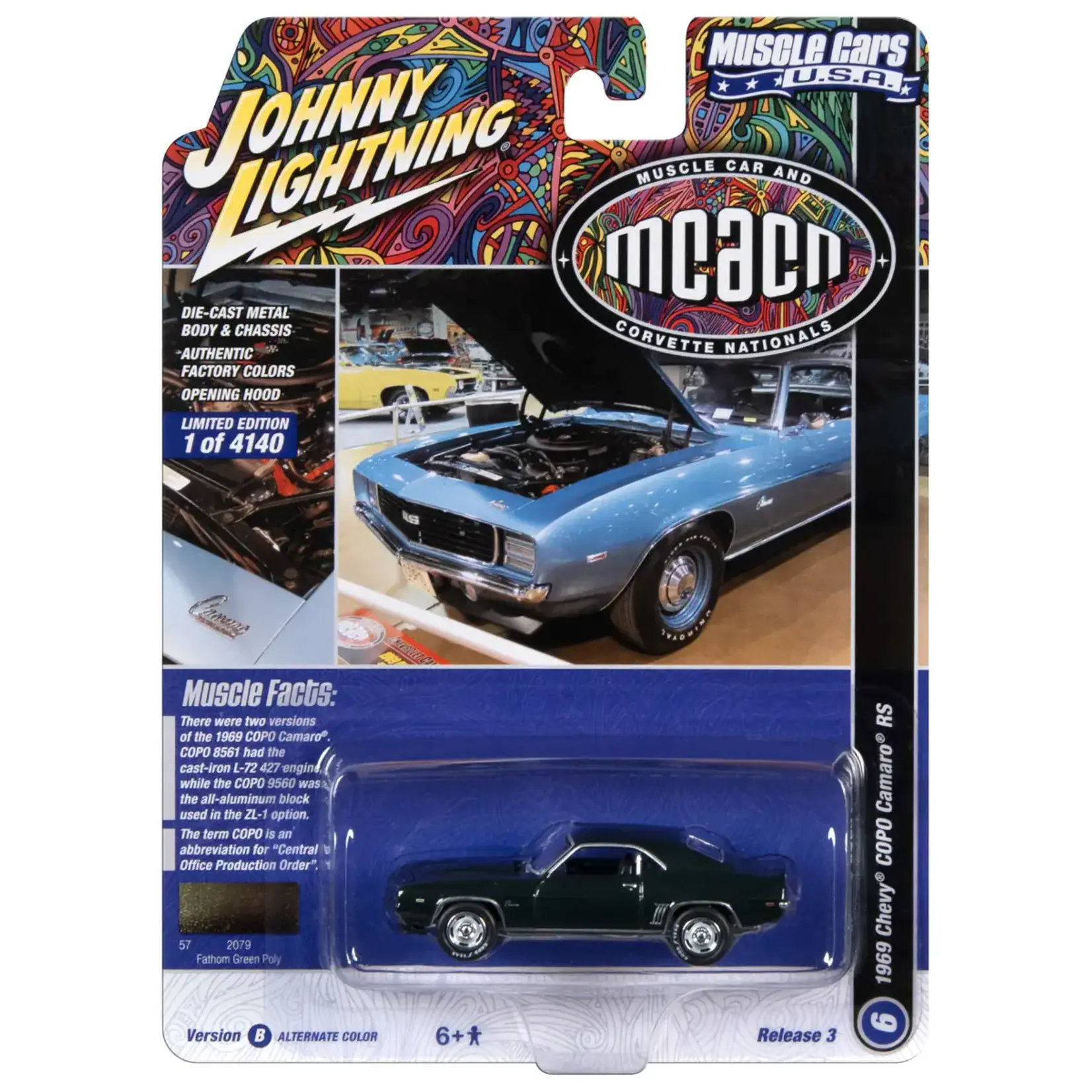 Johnny Lightning JLSP292B Johnny Lightning 1969 Chevrolet COPO RS Camaro (MCACN) Fathom Green Poly