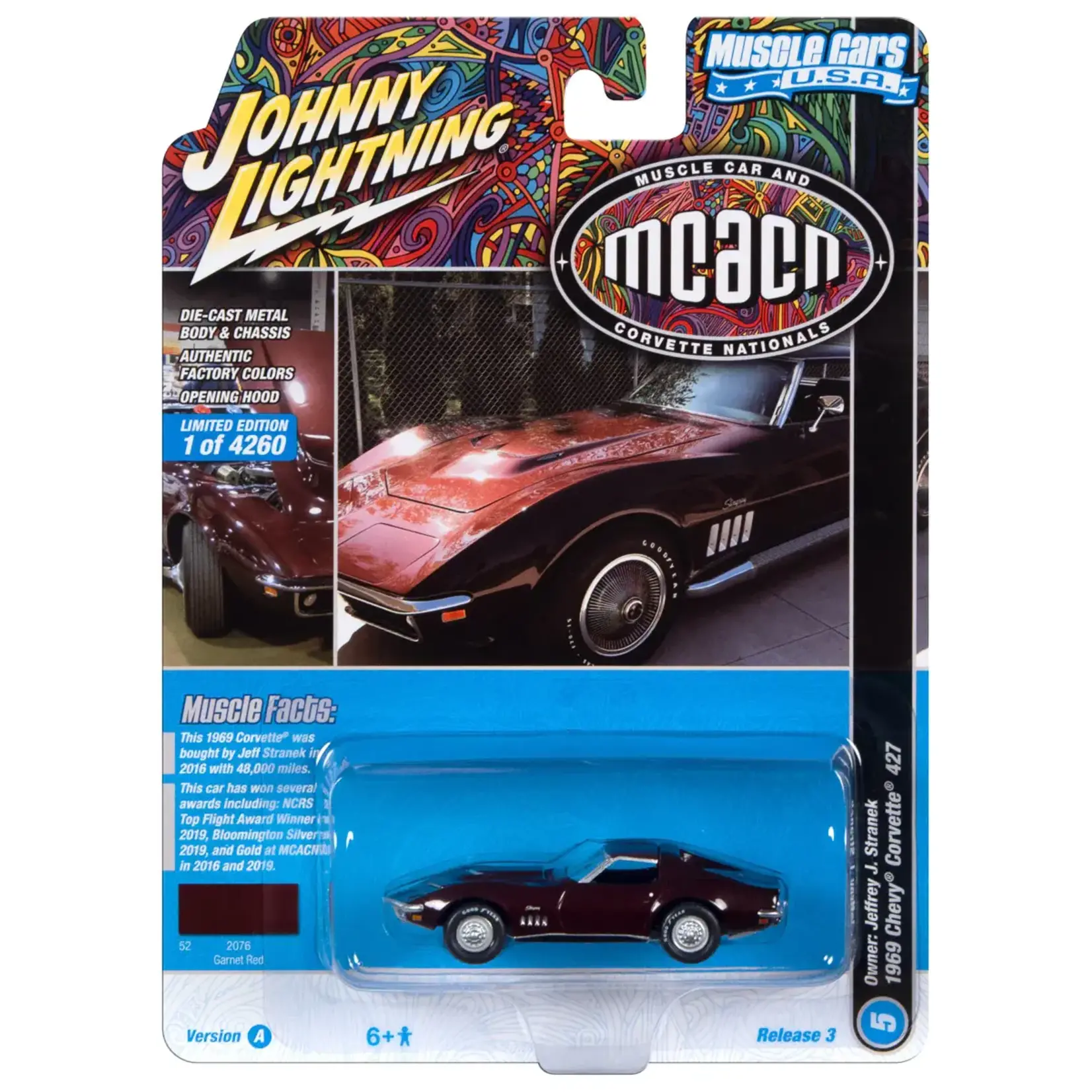 Johnny Lightning JLSP291A Johnny Lightning 1969 Chevrolet Corvette (MCACN) Burgundy