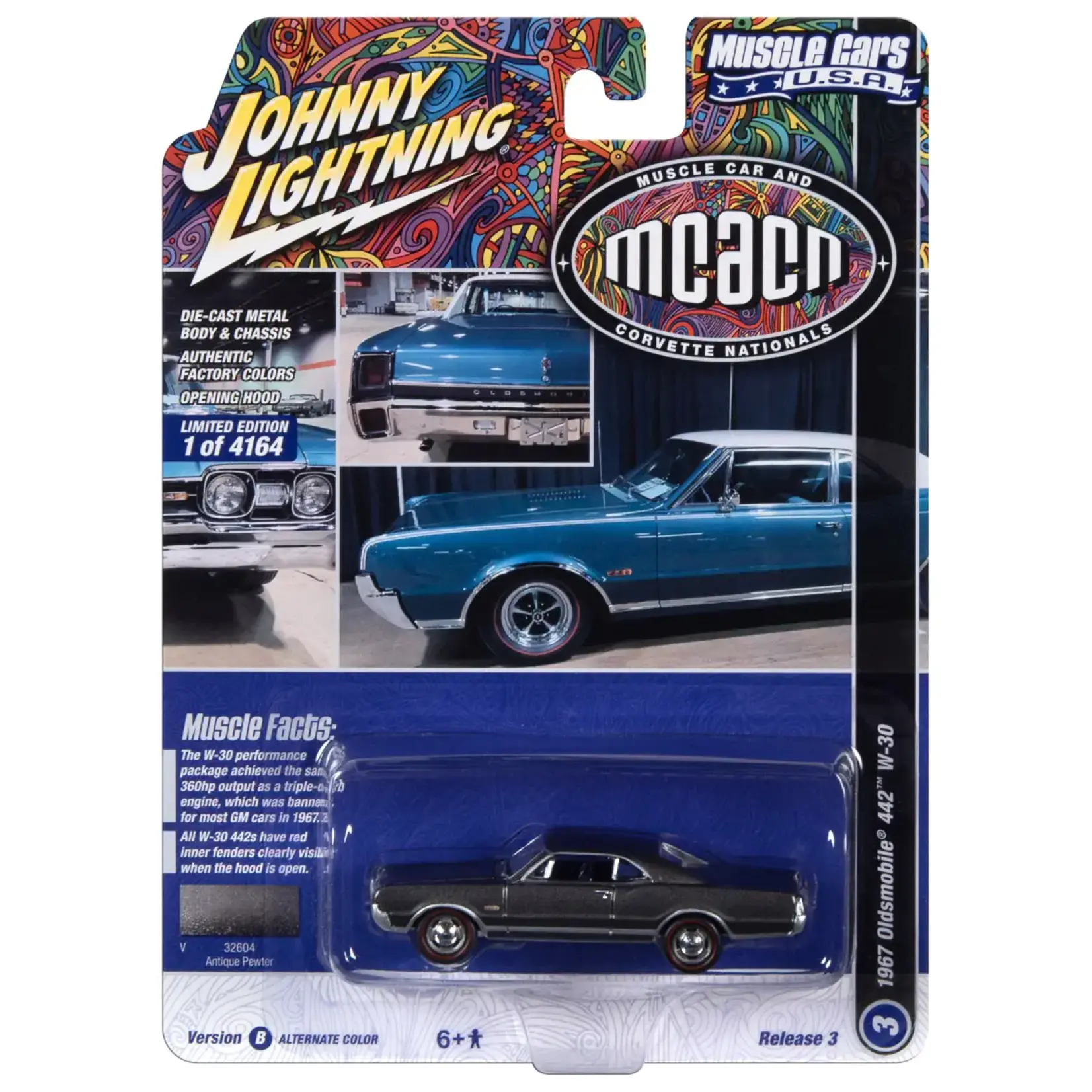 Johnny Lightning JLSP289B Johnny Lightning 1967 Oldsmobile 442 (MCACN) Antique Pewter