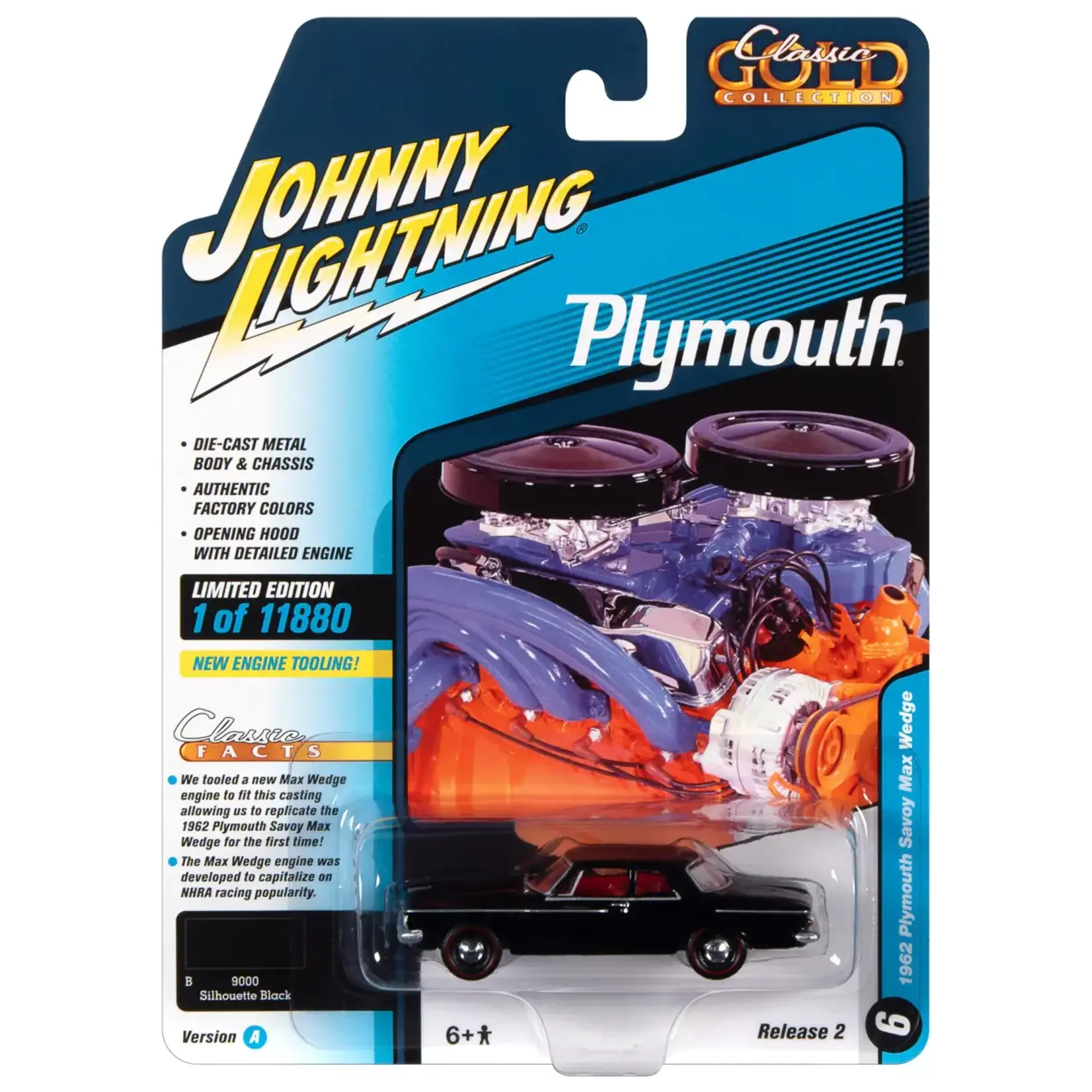 Johnny Lightning JLSP248A Johnny Lightning 1962 Plymouth Savoy Max Wedge Silhouette Black