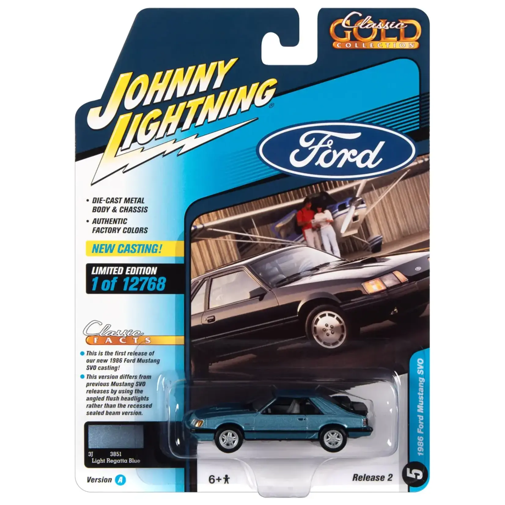 Johnny Lightning JLSP247A Johnny Lightning 1986 Ford Mustang SVO Light Regatta Blue Metallic
