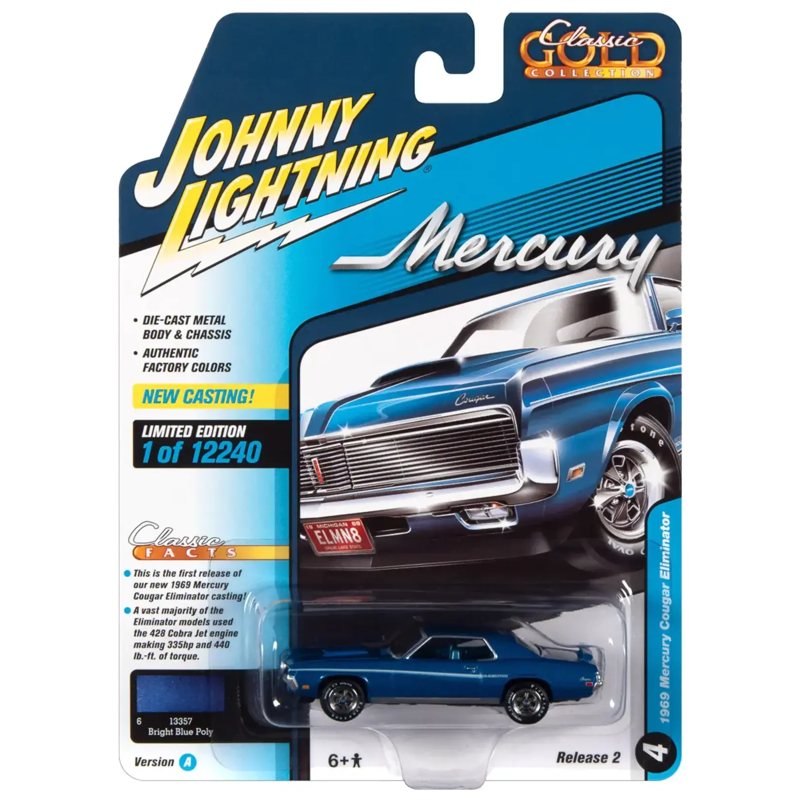 Johnny Lightning JLSP246A Johnny Lightning 1969 Mercury Cougar Eliminator Bright Blue Metallic