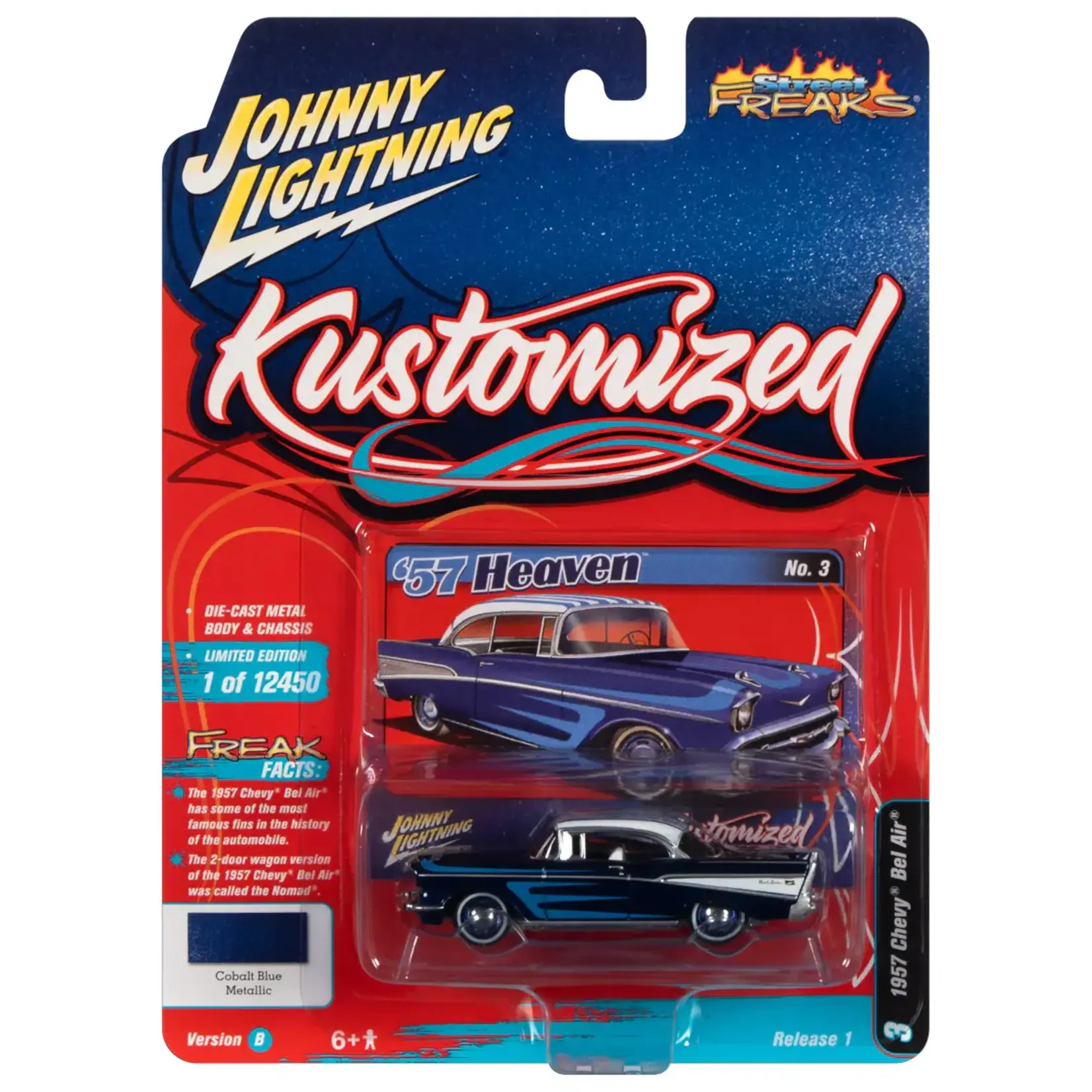 Johnny Lightning JLSP230B Johnny Lightning 1957 Chevrolet Bel Air (Kustomized) Cobalt Blue Metallic