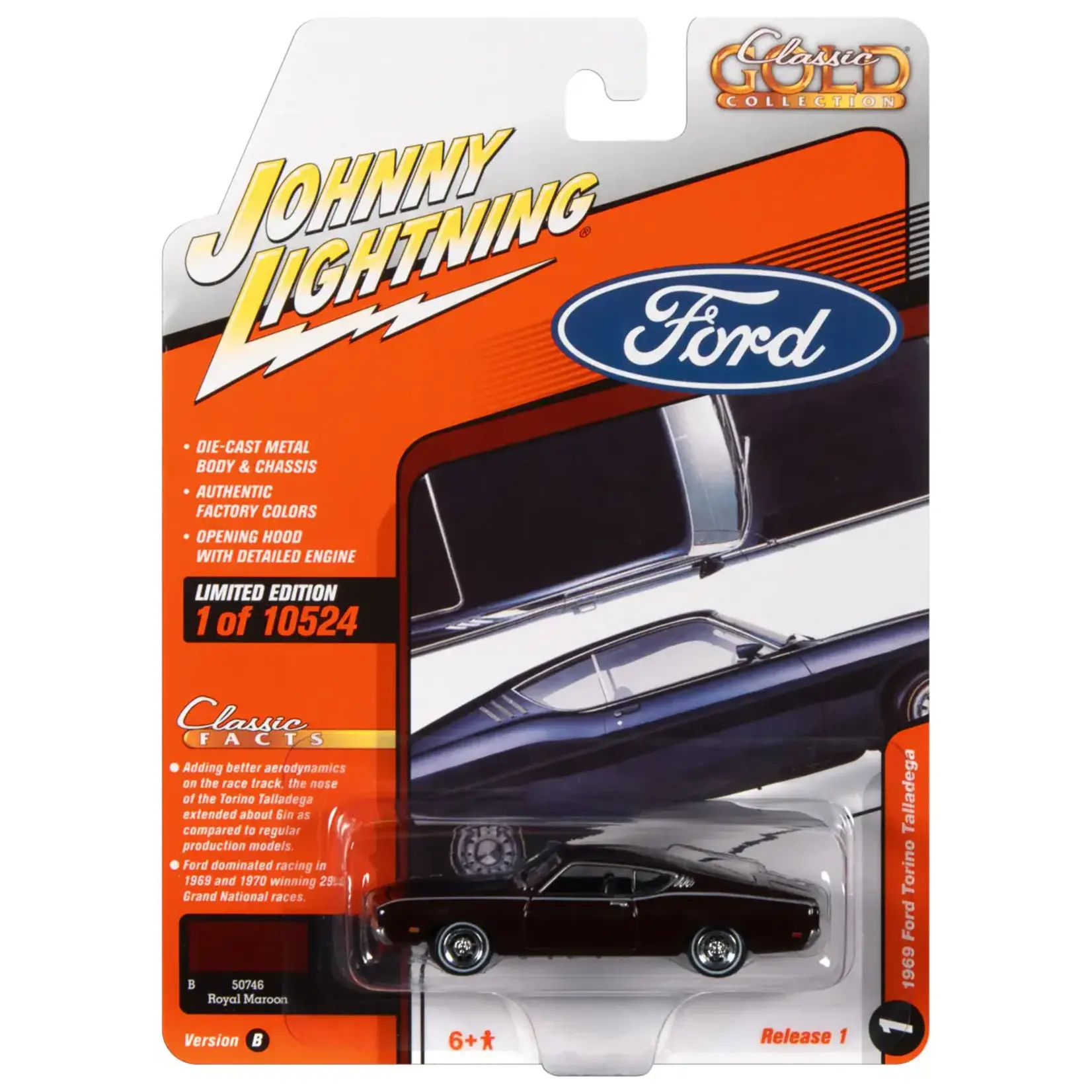 Johnny Lightning JLSP222B Johnny Lightning 1969 Ford Torino Talledega Royal Maroon