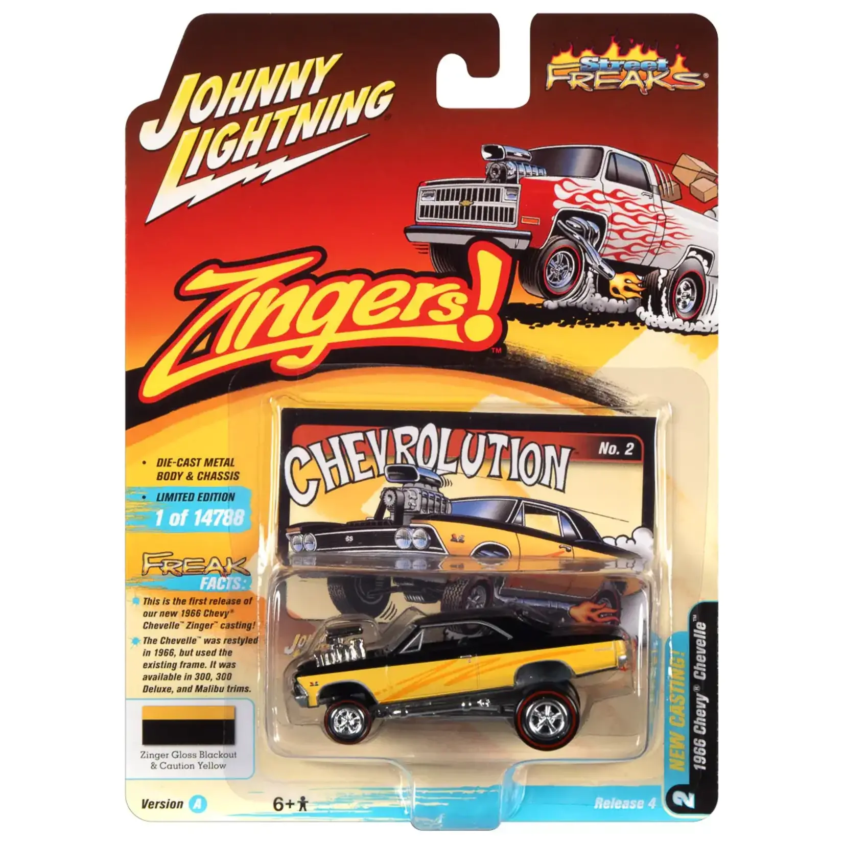 Johnny Lightning JLSP208A Johnny Lightning 1966 Chevrolet Chevelle (Zinger) Gloss Black & Yellow