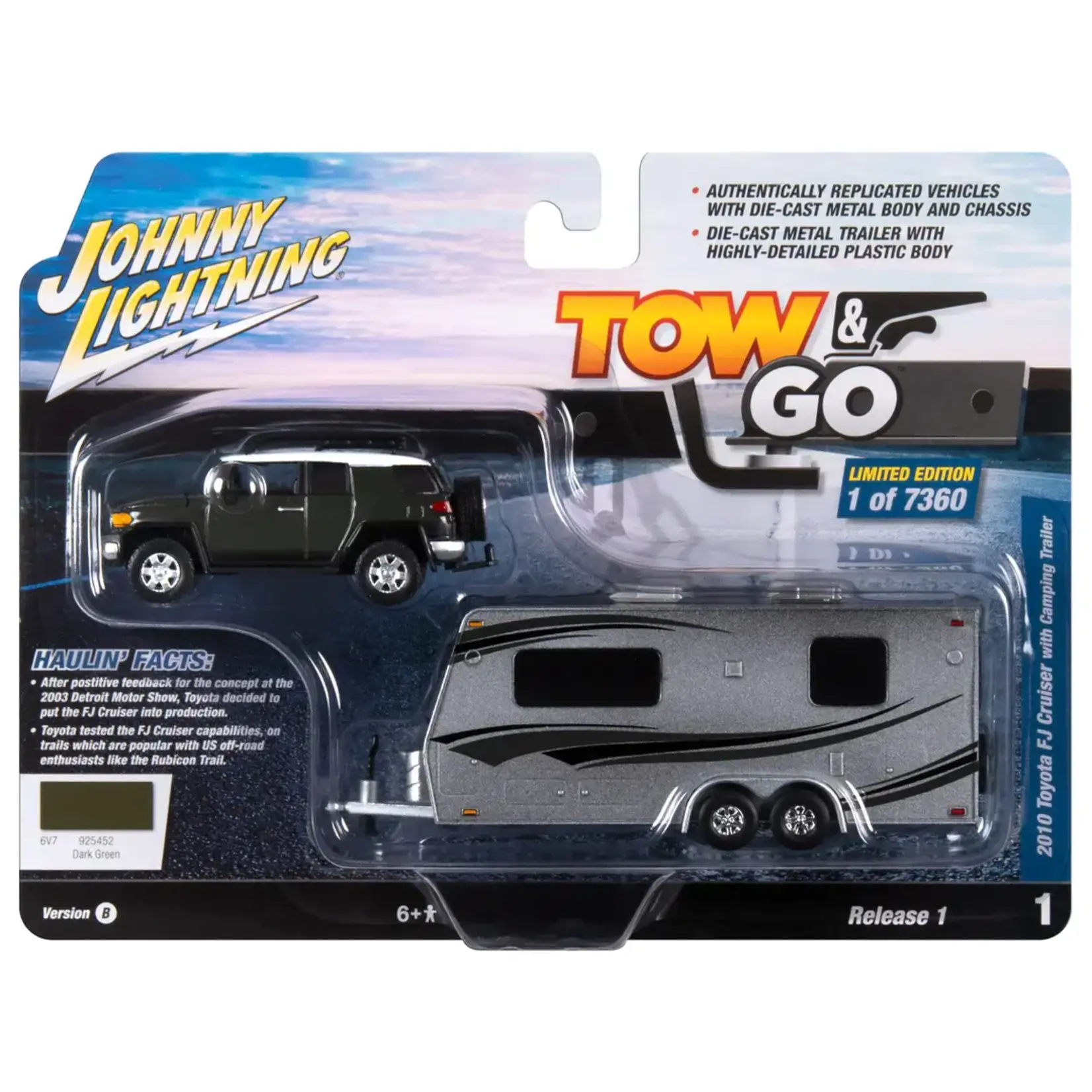 Johnny Lightning JLSP315B Johnny Lightning 2010 Toyota FJ Cruiser w/Camping Trailer Dark Green