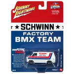 Johnny Lightning JLSP311 Johnny Lightning Schwinn 1976 Chevy Van G20 BMX/Freestyle Bikes White w/Red & Blue Stripes