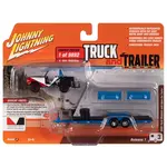 Johnny Lightning JLSP301A Johnny Lightning 1966 Ford Bronco w/Open Trailer & Tires  (King of the Hammers) White, Red & Black