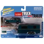 Johnny Lightning JLSP300B Johnny Lightning 1997 Chevy Tahoe w/Camper Trailer  (Sheriff Central County SWAT) Sherwood Green & Gold