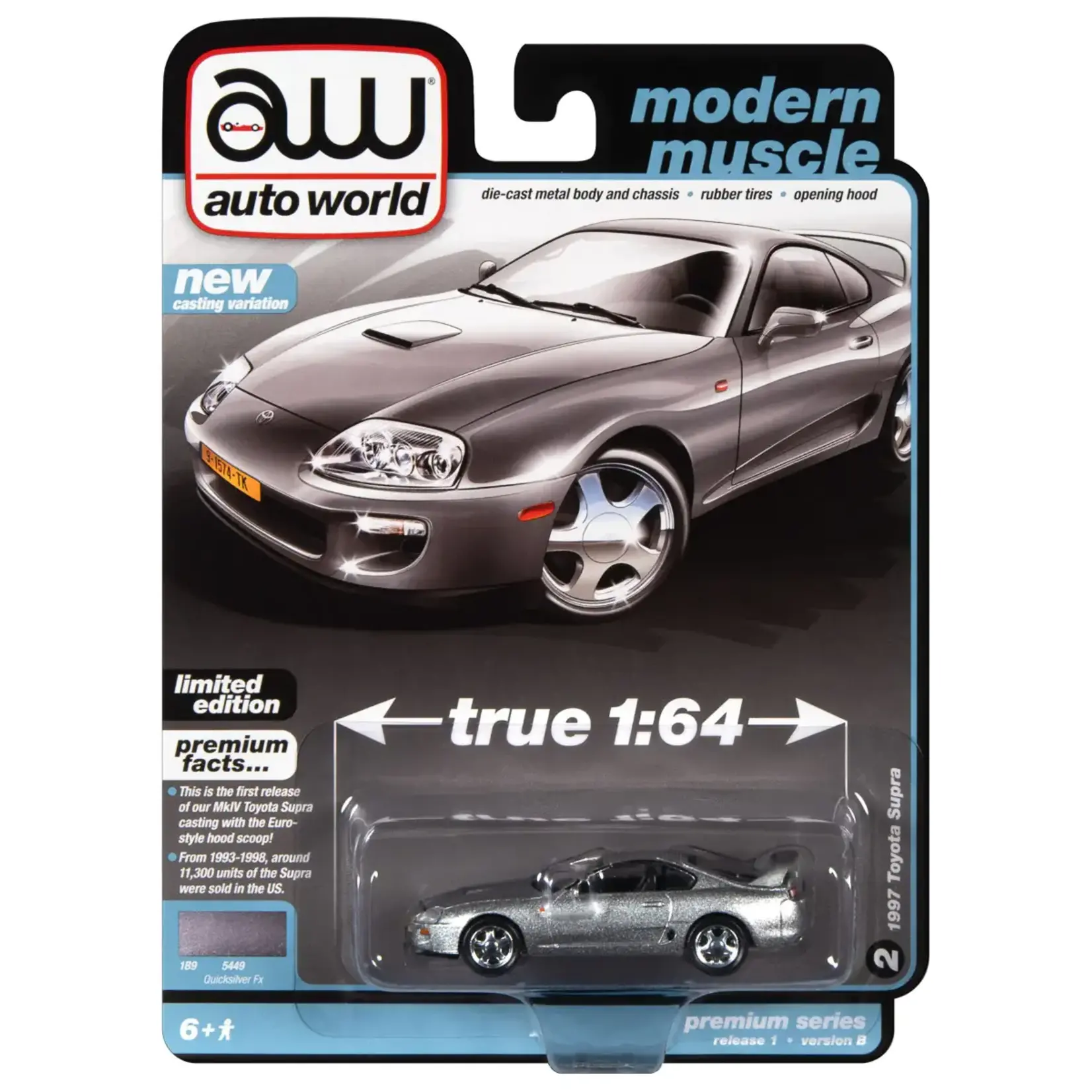 Auto World AWSP125B Auto World 1997 Toyota Supra (Euro Version) Quicksilver