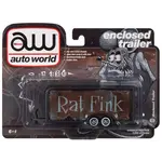 Auto World AWSP119 Auto World Rat Fink Enclosed Trailer Gun Metal Flatz w/Rat Rod Graphics