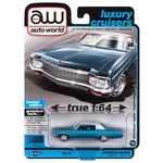 Auto World AWSP118B Auto World 1970 Chevrolet Impala Lowrider Astro Blue with Flat White Vinyl Roof