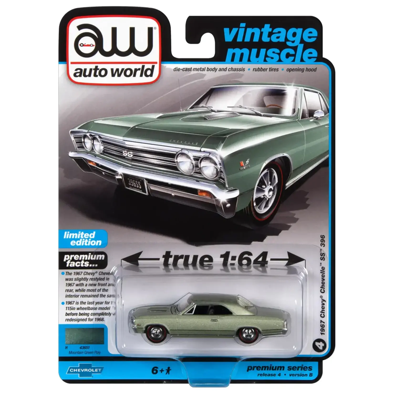 Auto World AWSP116B Auto World 1967 Chevrolet Chevelle SS Green Mist Metallic