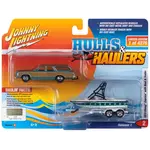 Johnny Lightning JLSP204A Johnny Lightning 1973 Chevy Caprice Wagon  w/Mastercraft Boat and Trailer  Lt Green Woody, Lt &Dk Green