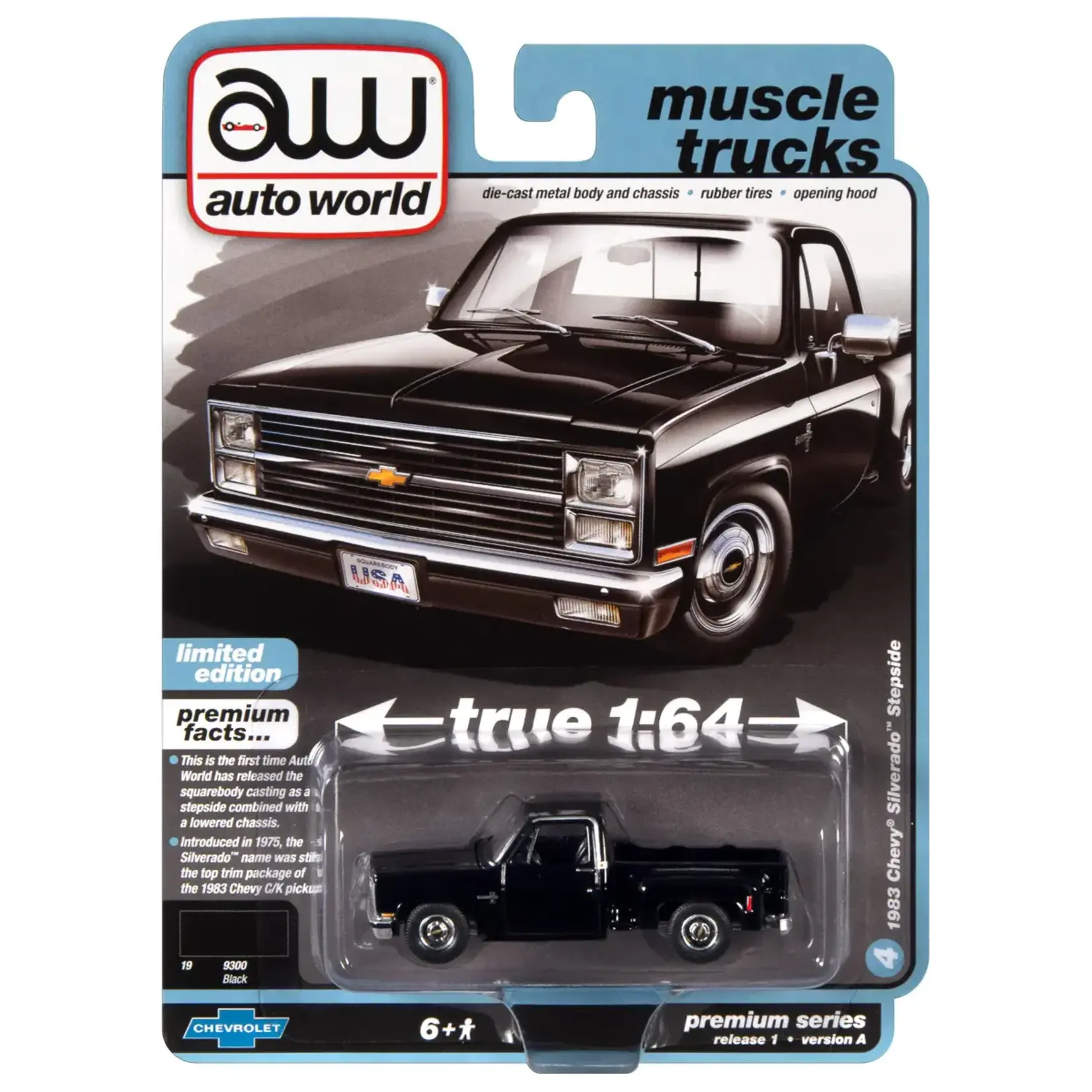 Auto World AWSP126A Auto World 1983 Chevrolet Silverado Stepside (Lowered) Gloss Black