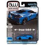 Auto World AWSP124B Auto World 2020  Chevrolet Corvette Rapid Blue w/Black Stripes