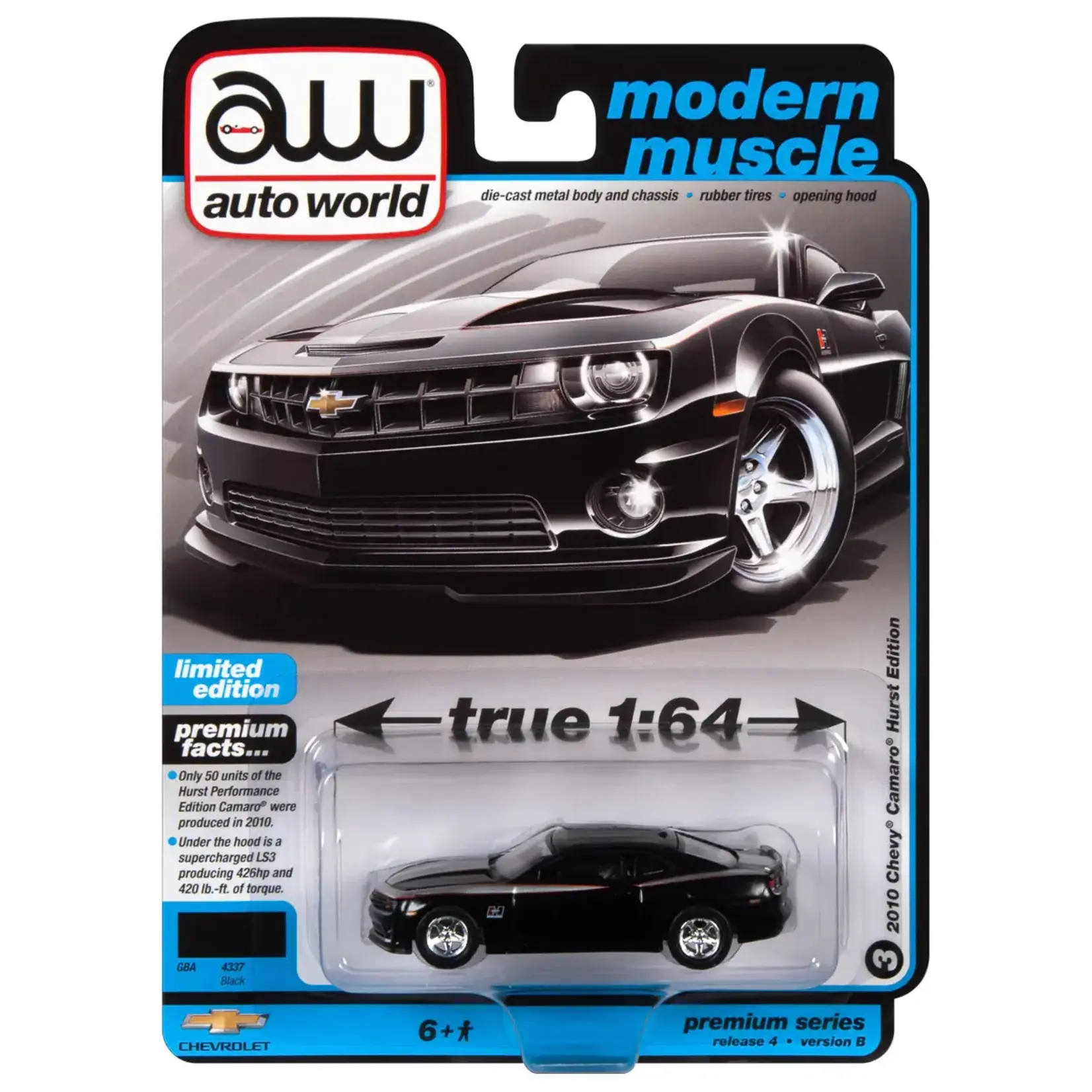Auto World AWSP115B Auto World 2010 Hurst Chevrolet Camaro Black with Silver Hurst accents