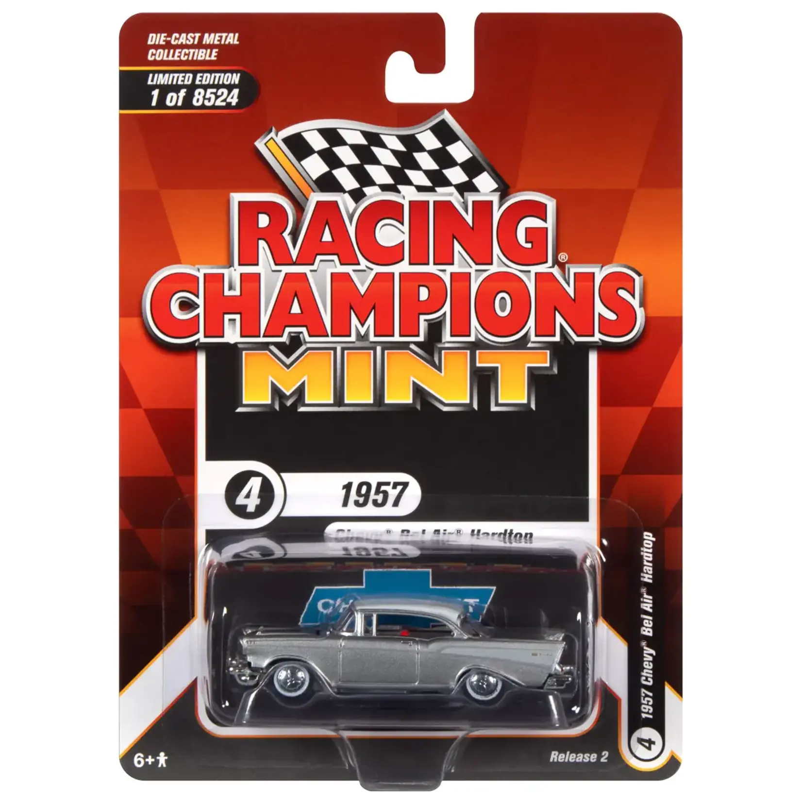 Racing Champions RCSP023 Racing Champions 1957 Chevy Bel Air Hardtop Inca Silver & White