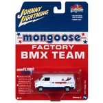 Johnny Lightning JLSP328 Johnny Lightning Mongoose 1977 Dodge Van BMX/Freestyle Bike White/ Dk Blue Side Stripe