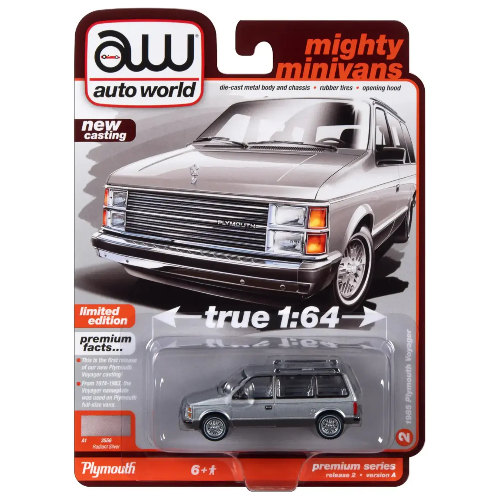 Auto World AWSP129A Auto World 1985 Plymouth Voyager Radiant Silver Metallicw/Charcoal Lower Sides