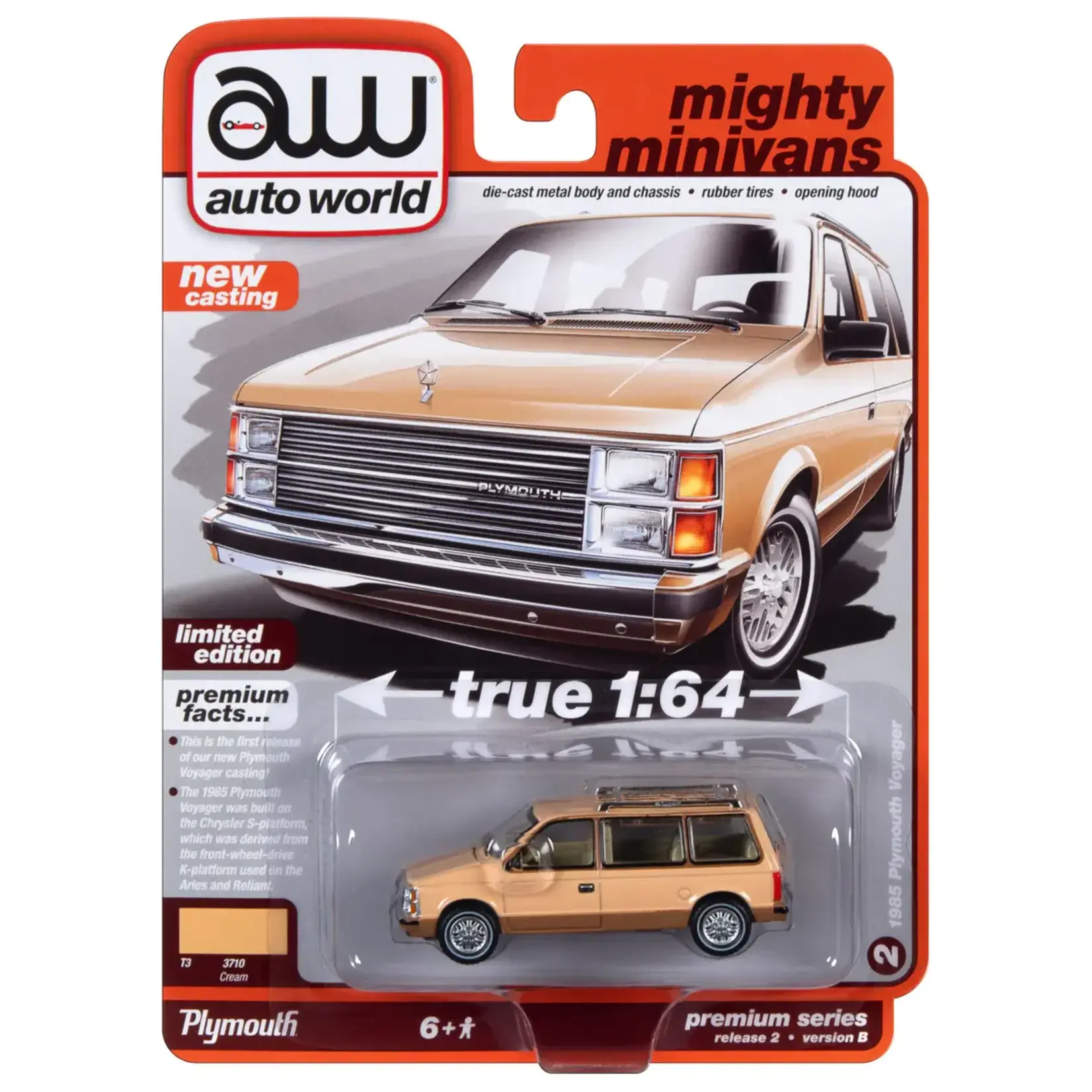 Auto World AWSP129B Auto World 1985 Plymouth Voyager Cream with Tan Lower Sides