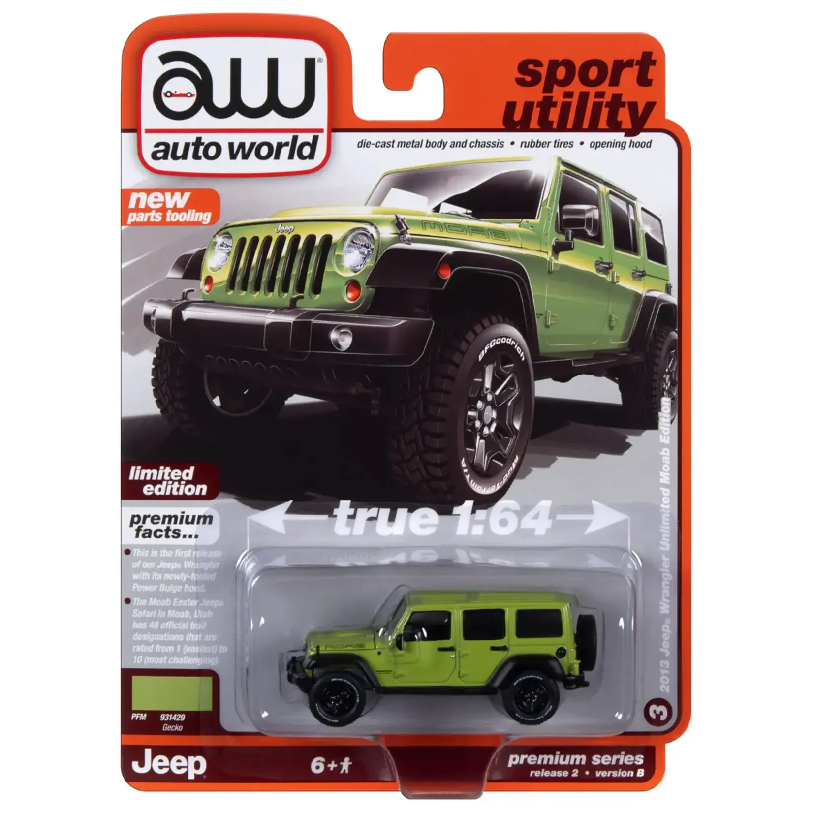Auto World AWSP130B Auto World 2013 Jeep Wrangler Unlimited Moab Edition Gecko Green
