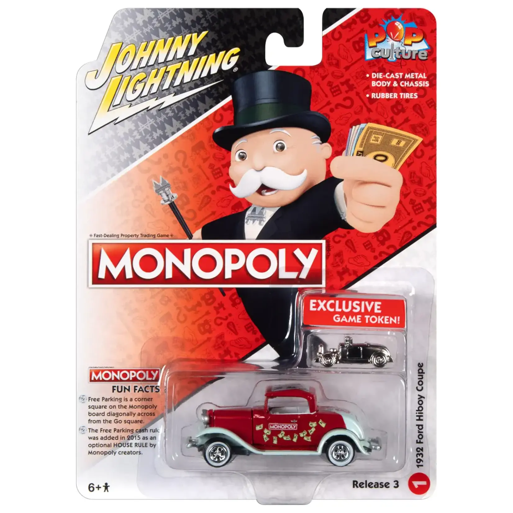 Johnny Lightning JLSP213 Johnny Lightning Monopoly 1932 Frd Hi Boy Coupe  (Free Parking) Red & Lt Green