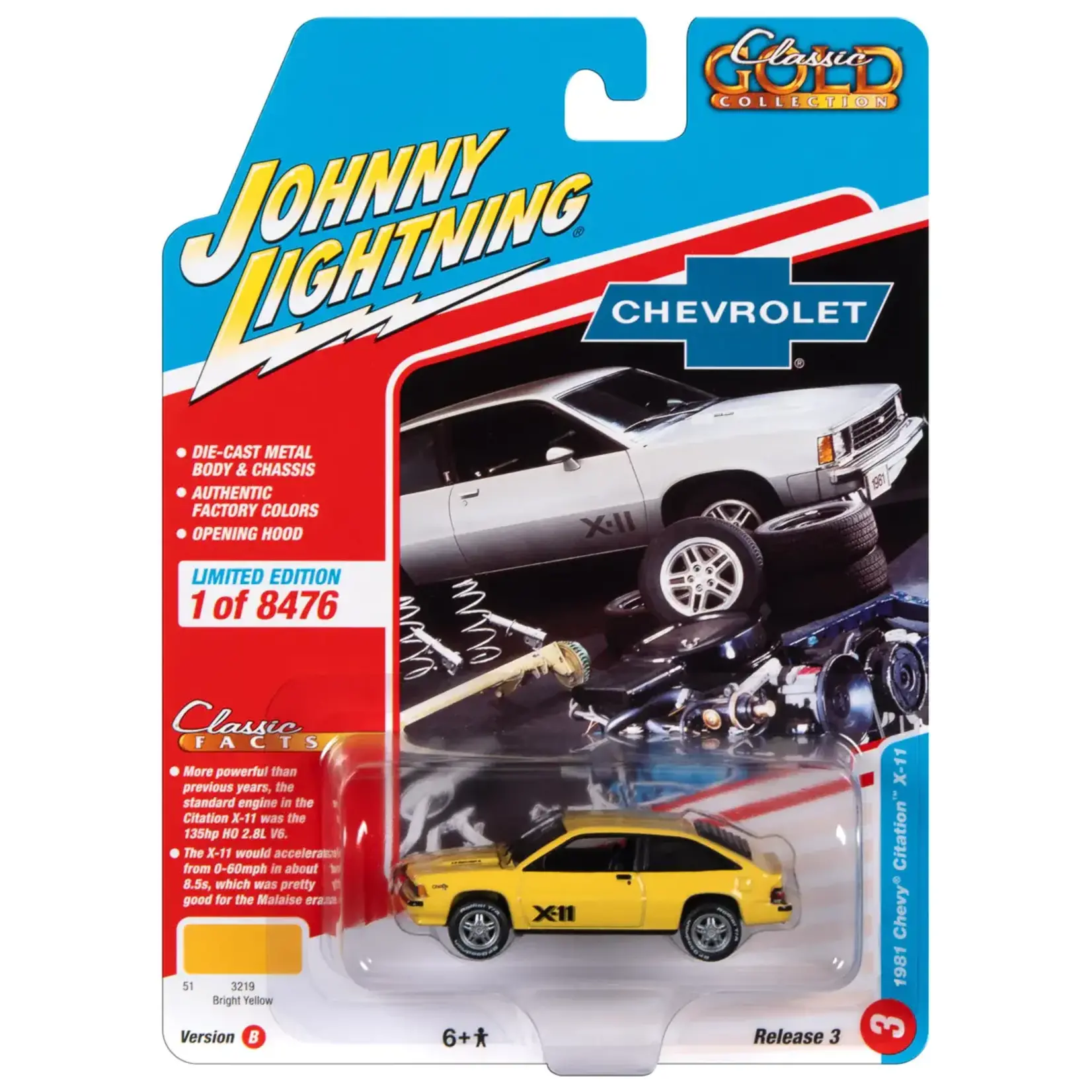 Johnny Lightning JLSP280B Johnny Lightning 1981 Chevrolet Citation X-11 Bright Yellow