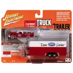 Johnny Lightning JLSP307A Johnny Lightning 1955 Chevy Nomad w/Enclosed Trailer (Race Safety) Red & White