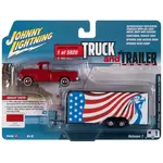 Johnny Lightning JLBT014cameo55redA Johnny Lightning 1955 Chevy Cameo (Red) W/Enclosed Car Trailer