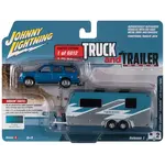 Johnny Lightning JLSP201A Johnny Lightning 2005 Cadillac Escalade w/Camper Trailer Teal