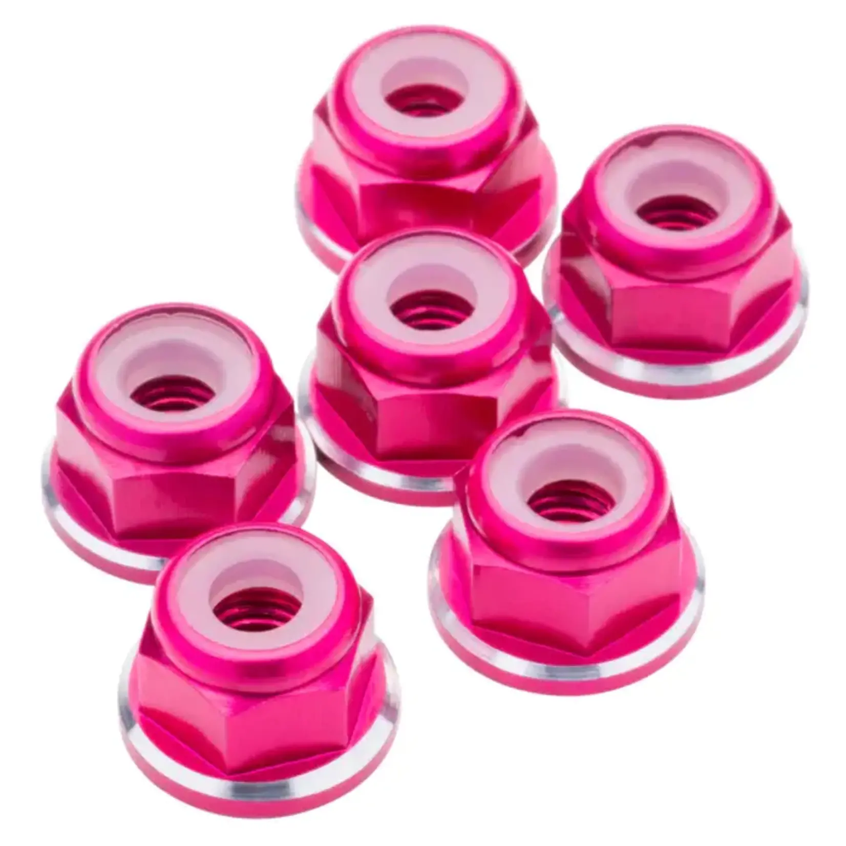 1UP 1UP 7075 Aluminum M3 Flanged Locknuts - Pink Shine - 6pcs