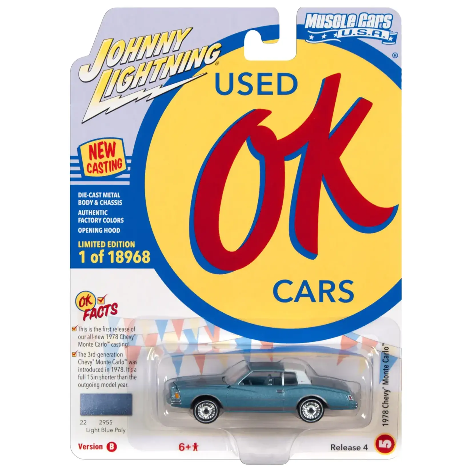 Johnny Lightning JLMC028B-5 Johnny Lightning 1978 Chevrolet Monte Carlo Light Blue Poly