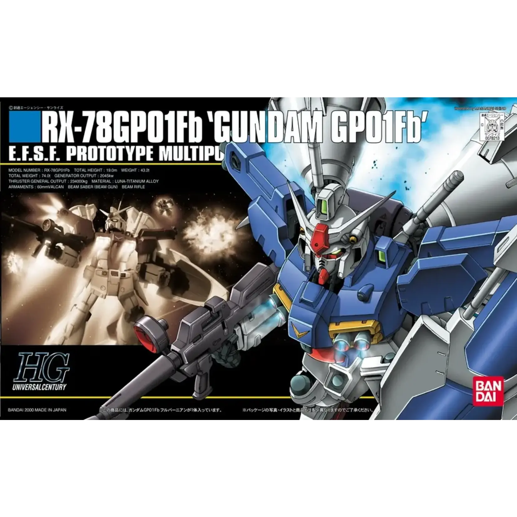 Bandai Bandai 1078213 HG #18 RX-78GP01FB Gundam GP01Fb