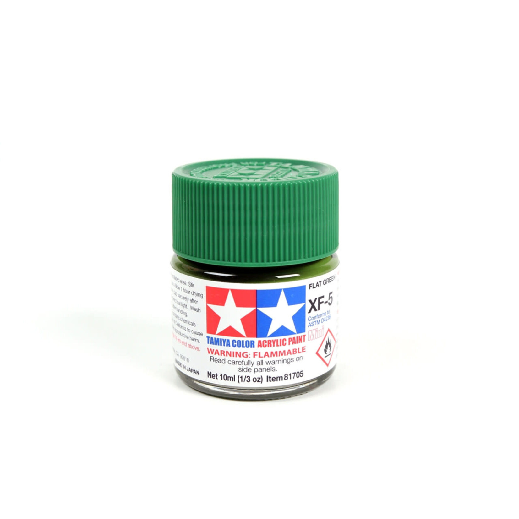 Tamiya TAM81705 Tamiya Acrylic Mini XF-5 Flat Green 10ml (1/3oz)