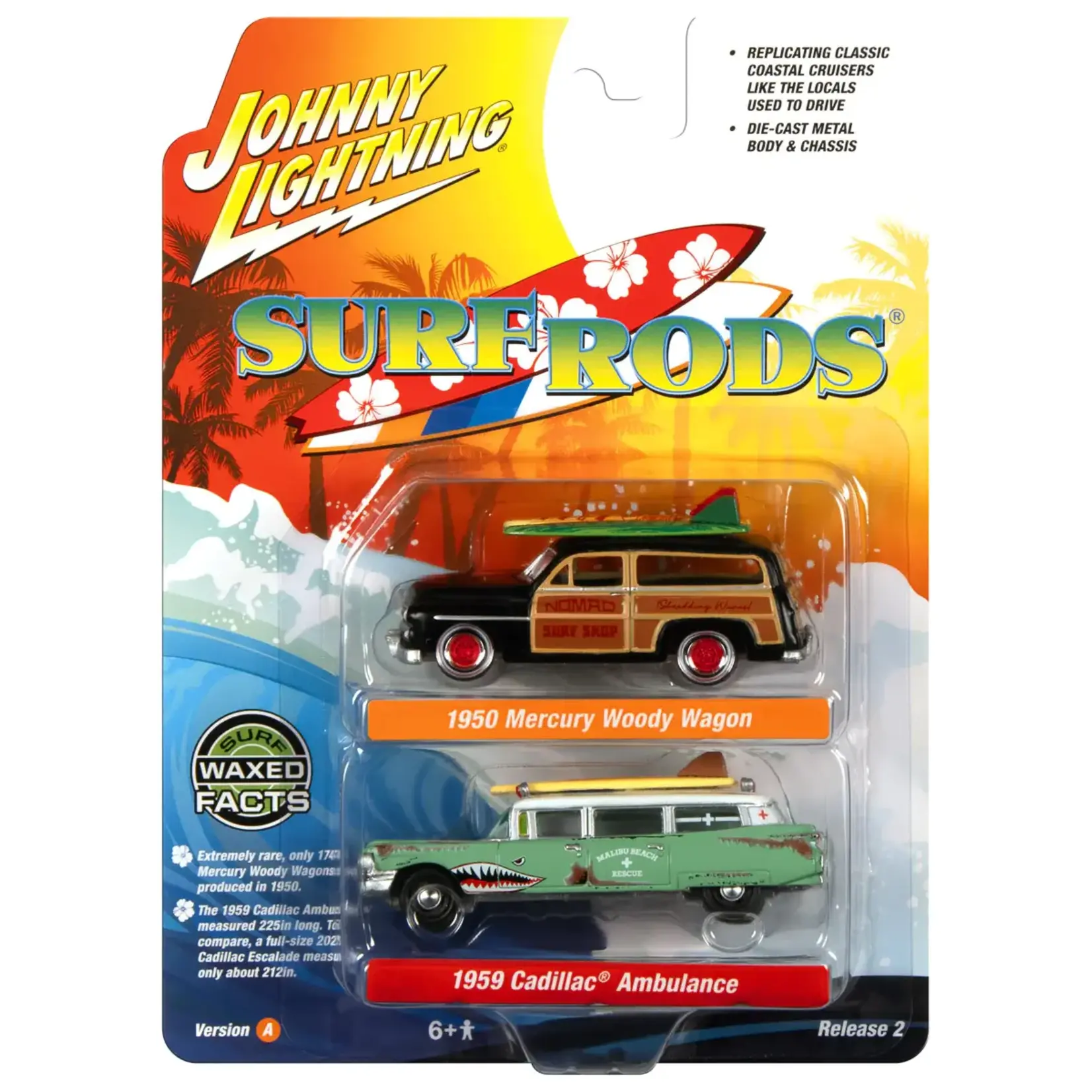 Johnny Lightning JLSP343A Johnny Lightning 2023 Release 2 Surf Rods Version A (2-Pack)