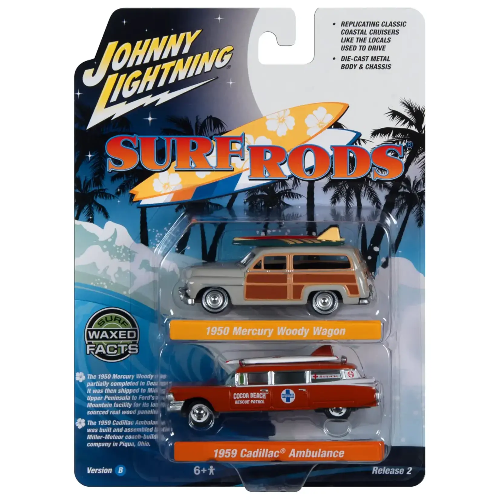 Johnny Lightning JLSP343B Johnny Lightning 2023 Release 2 Surf Rods Version B (2-Pack)