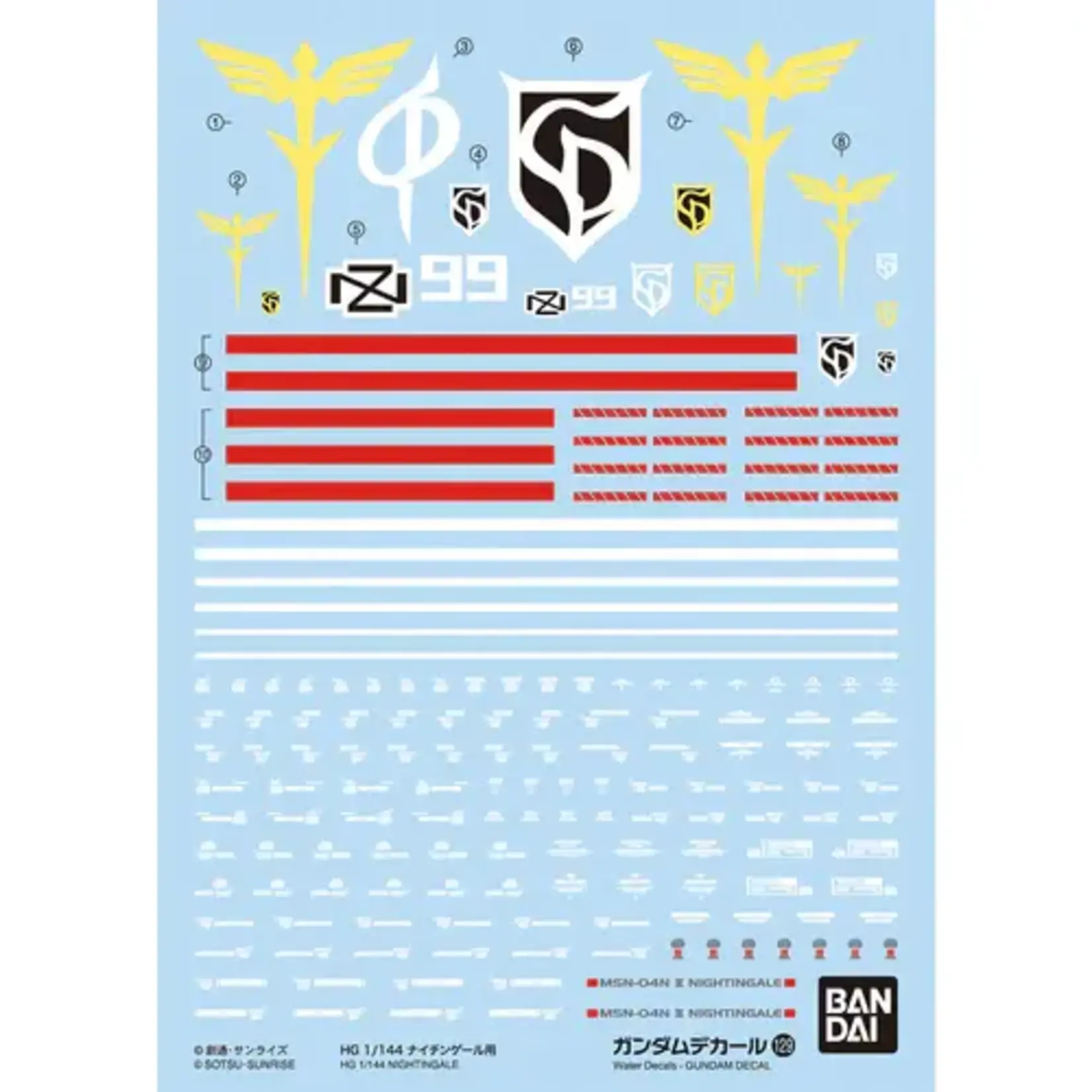 Bandai BAN2578998 Bandai GD-129 HG 1/144 Nightingale Decals "Char's Counterattack"