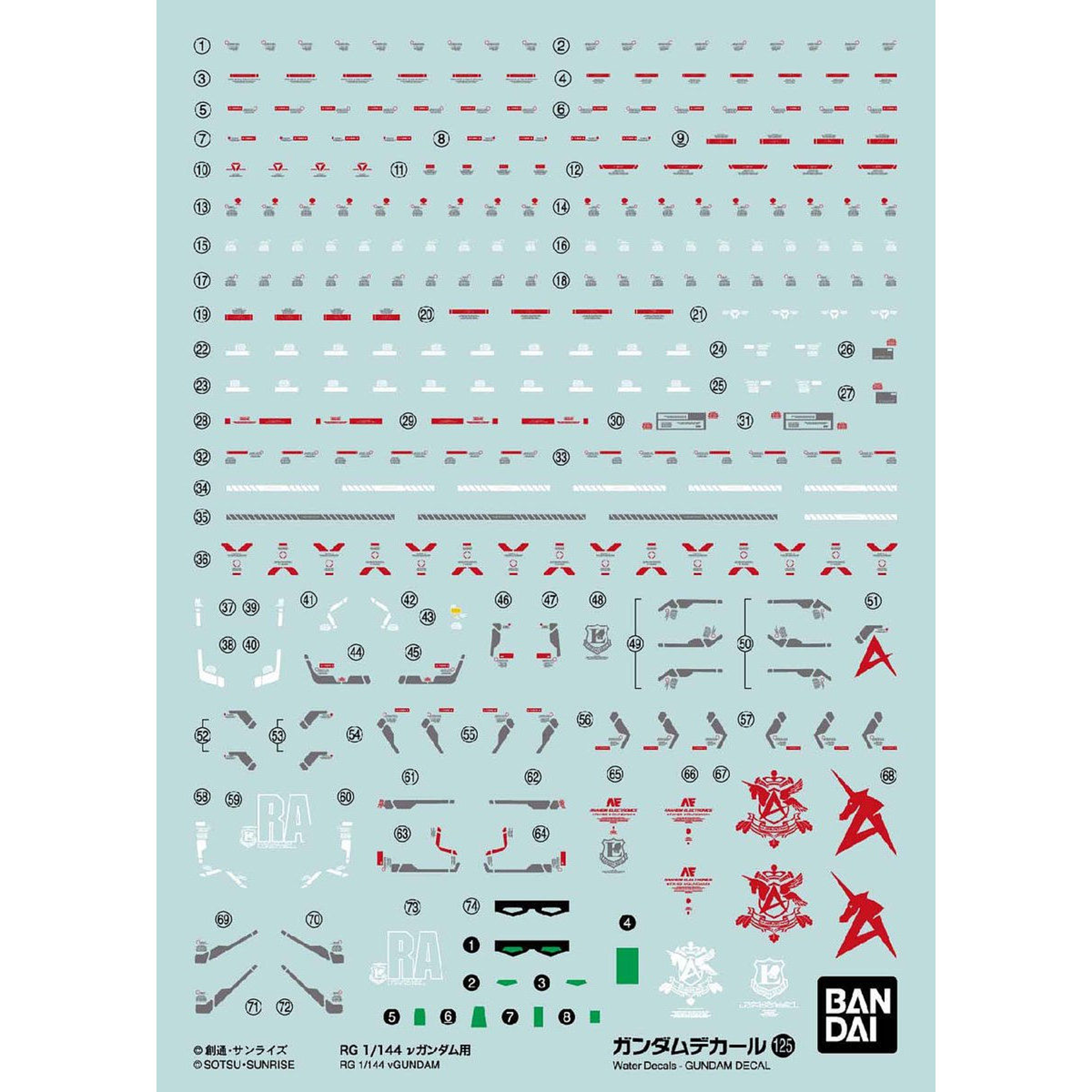 Bandai BAN2578994  Bandai GD-125 Bandai RG Nu Gundam "Char's Counterattack",  Spirits Decal