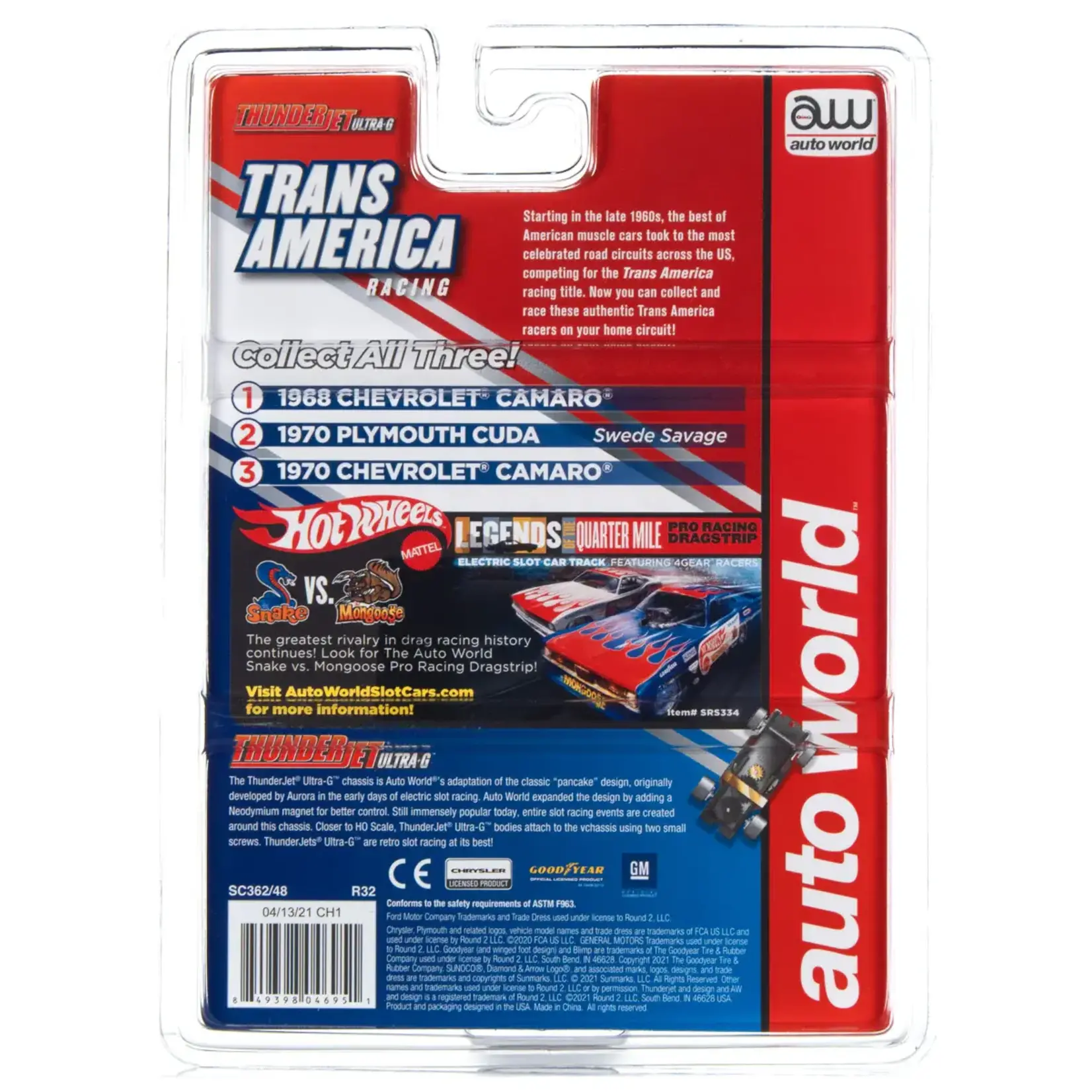 Auto World SC362A3 Auto World Thunderjet R32 Jim Hall - 1970 Chevy Camaro #1 HO Scale Slot Car