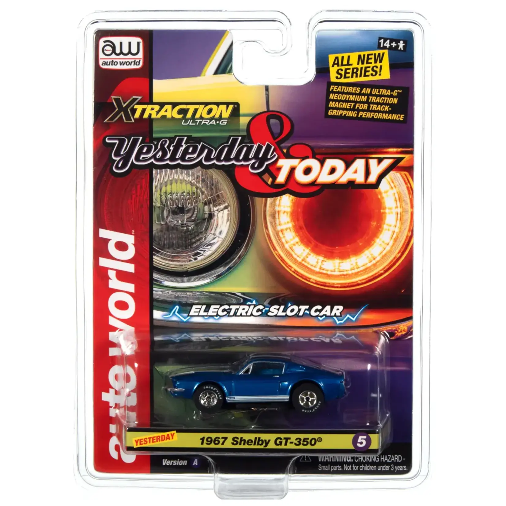 Auto World SC384A5 Auto World Xtraction 1967 Shelby GT350 Mustang (Blue) HO Scale Slot Car