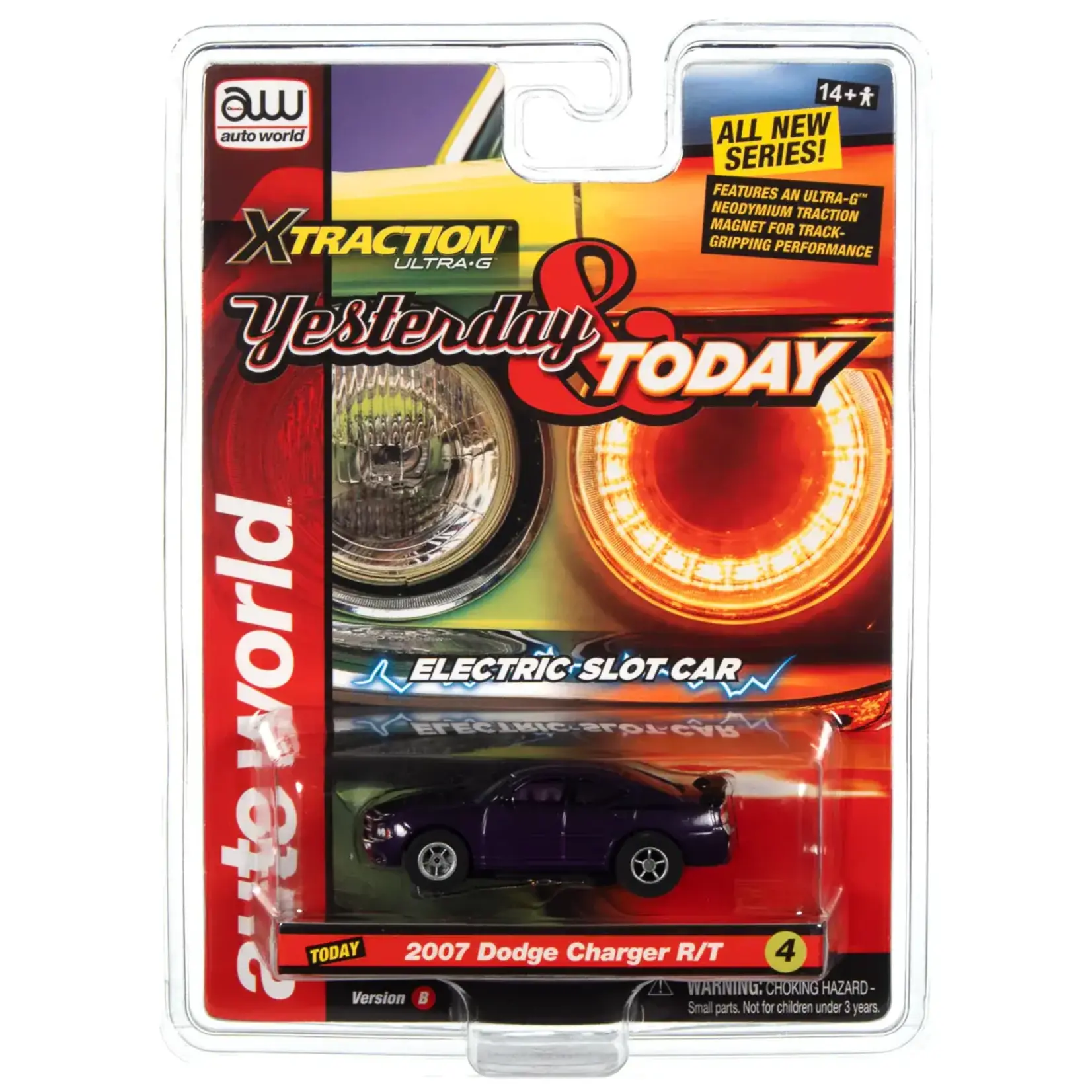 Auto World SC384B4 Auto World Xtraction 2007 Dodge Charger SRT8 (Plum Crazy Purple) HO Scale Slot Car