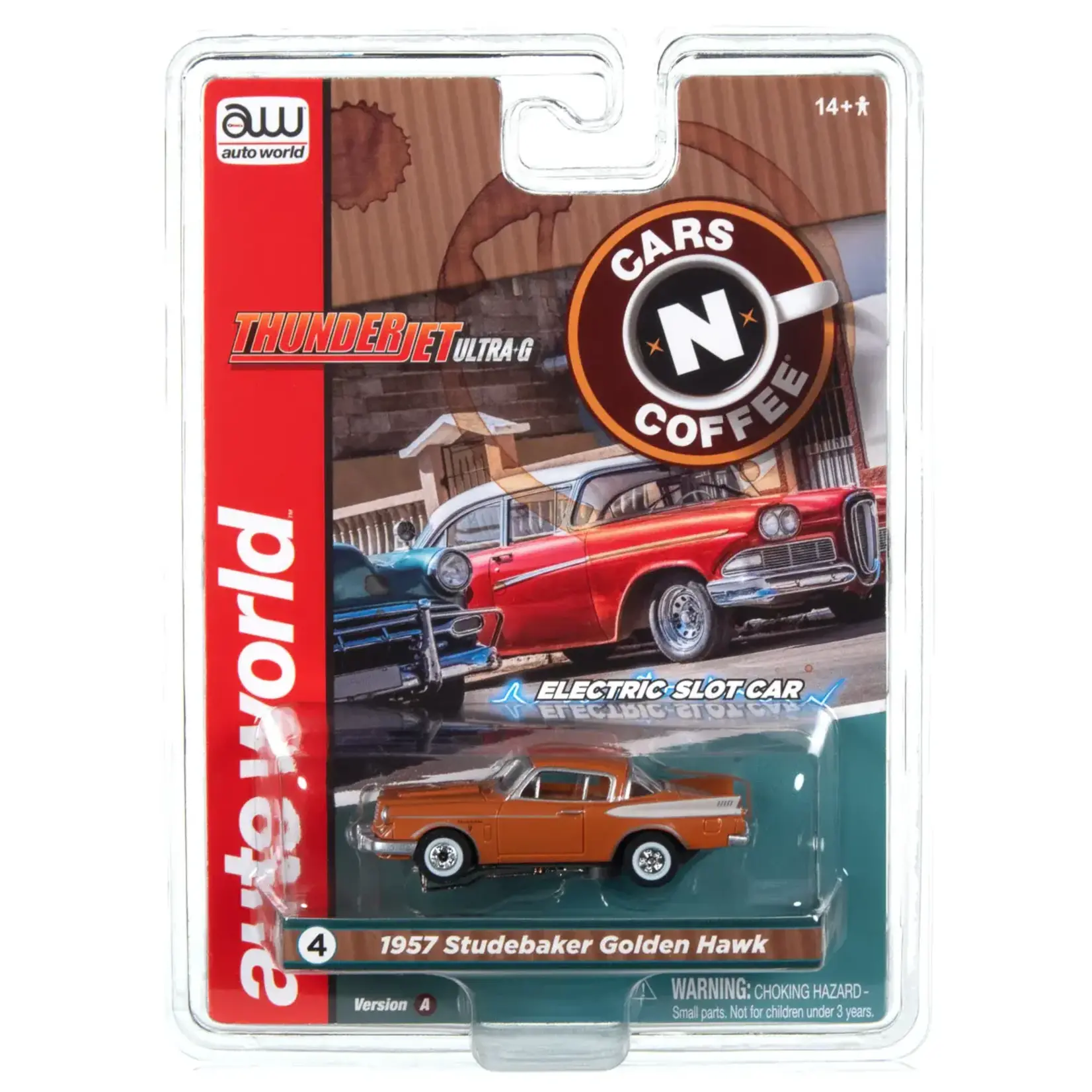 Auto World SC392A4 Auto World Thunderjet 1957 Studebaker Golden Hawk (Orange) HO Scale Slot Car