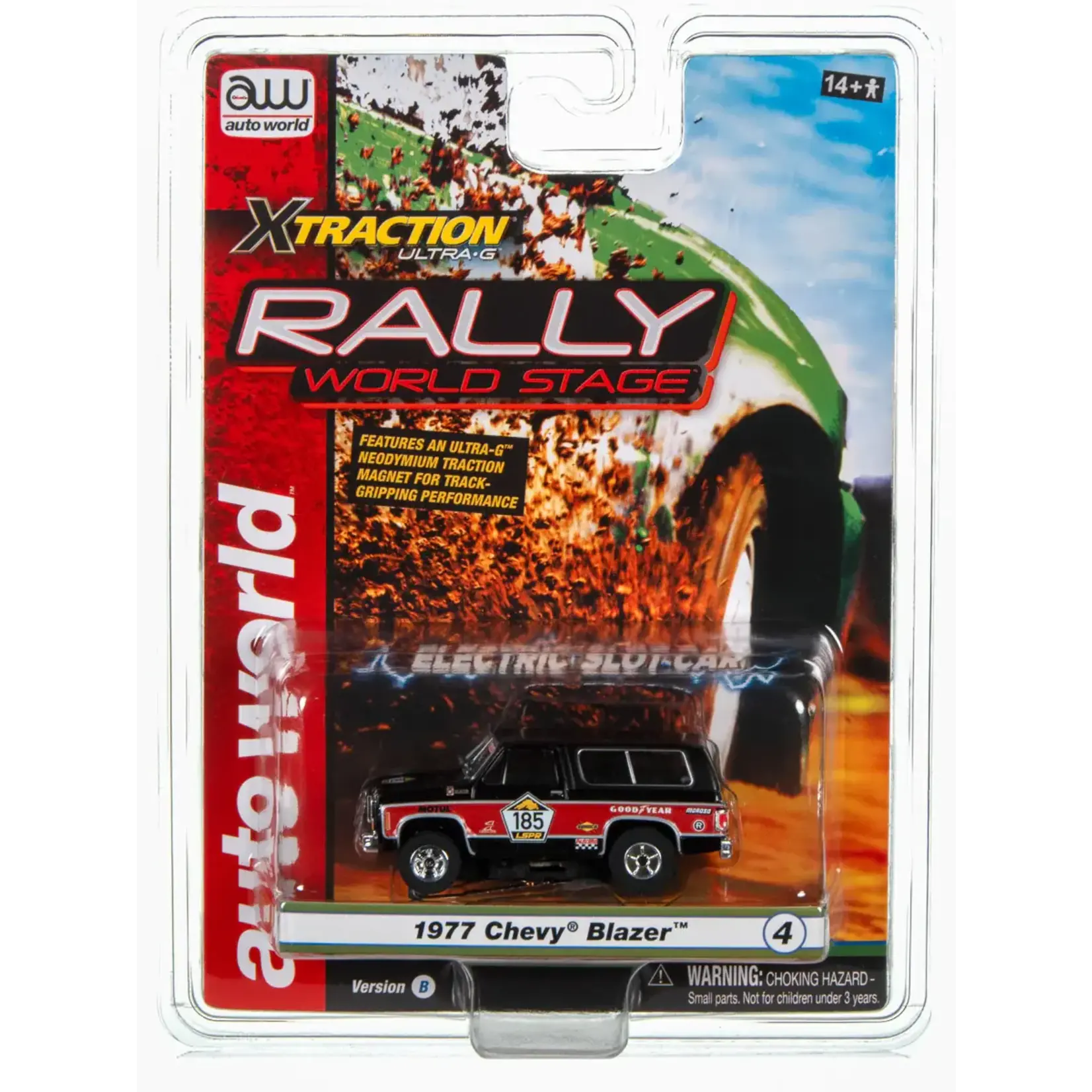 Auto World SC393B4 Auto World Xtraction 1977 Chevrolet Blazer (Black, Red) HO Slot Car