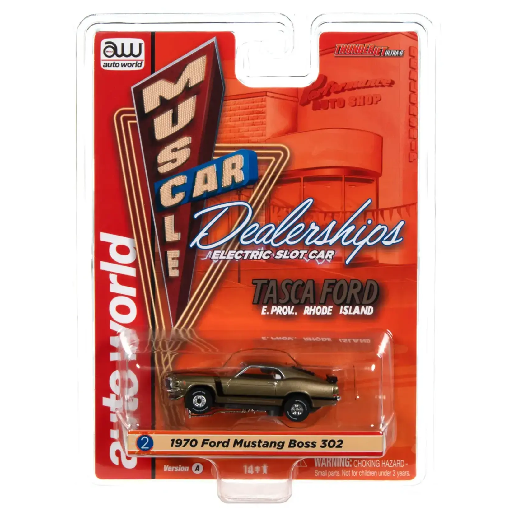 Auto World SC394A2 Auto World Thunderjet Tasca Ford 1970 Mustang Boss 302 (Green) HO Slot Car