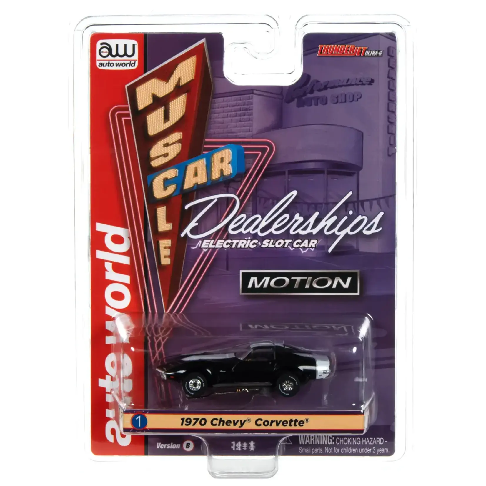Auto World SC394B1 Auto World Thunderjet Baldwin Motion - 1970 Chevrolet Corvette (Black) HO Slot Car
