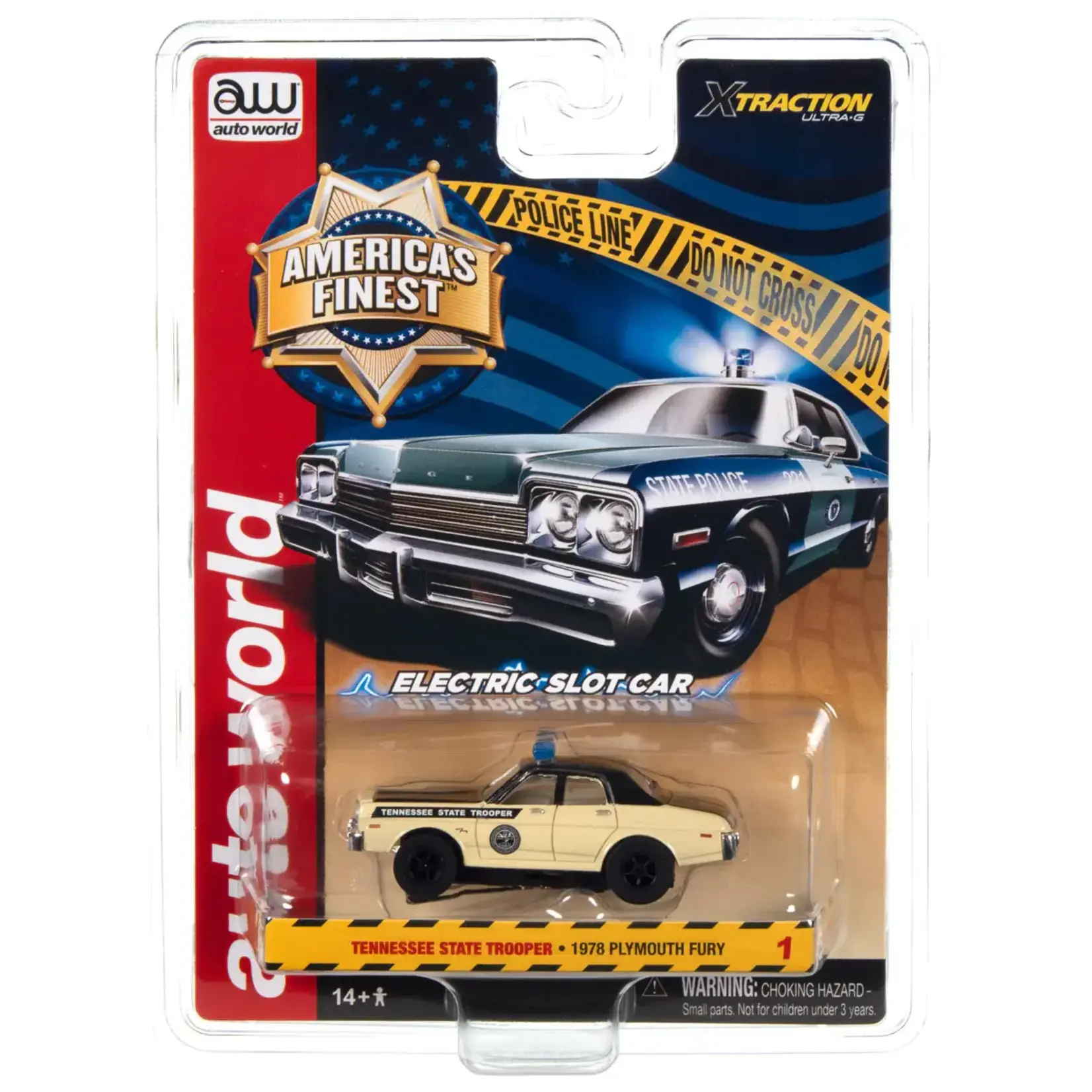 Auto World SC397A1 Auto World Xtraction 1978 Plymouth Fury Tennessee State Trooper HO Scale Slot Car