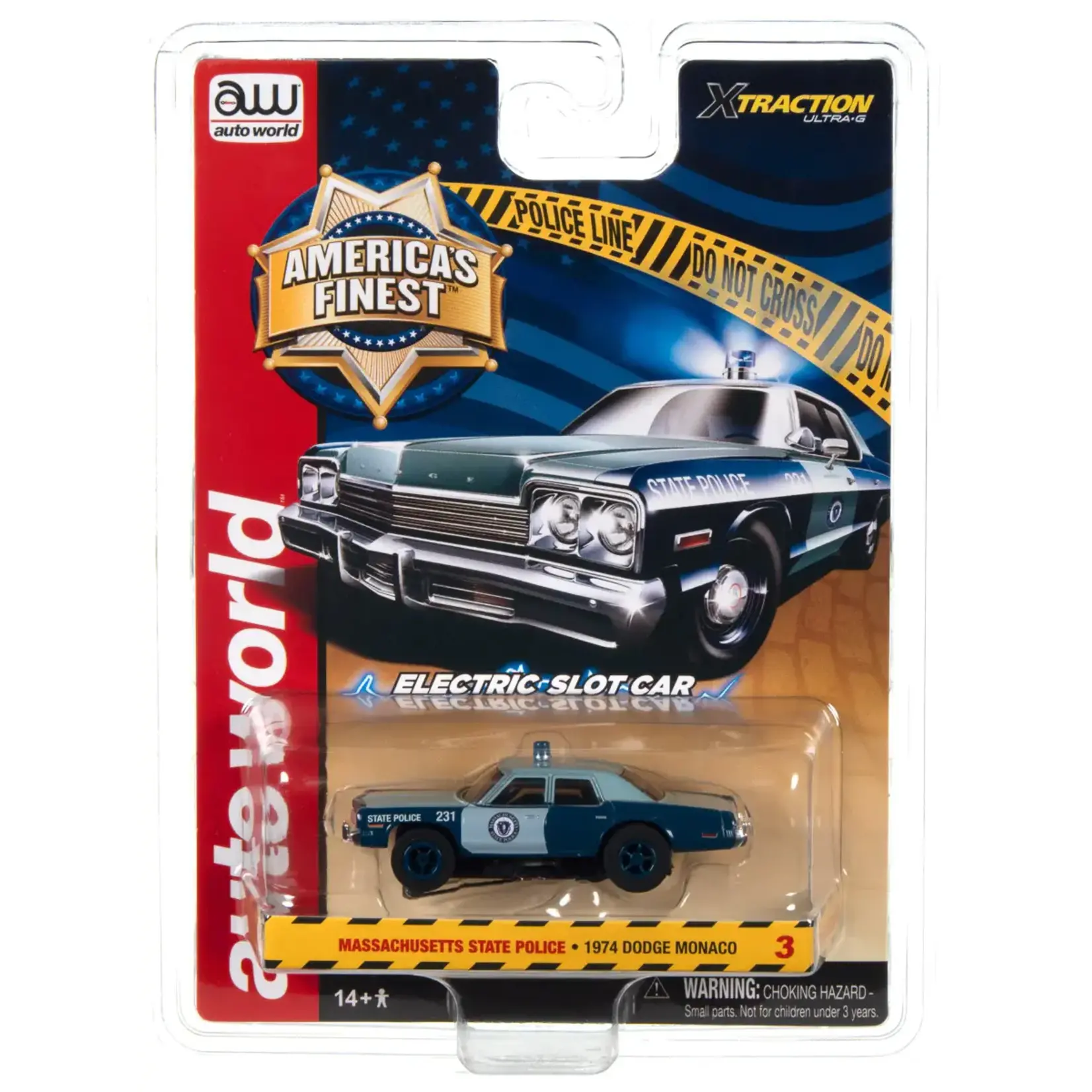 Auto World SC397A3 Auto World Xtraction 1974 Dodge Monaco Massachusetts State Police HO Scale Slot Car