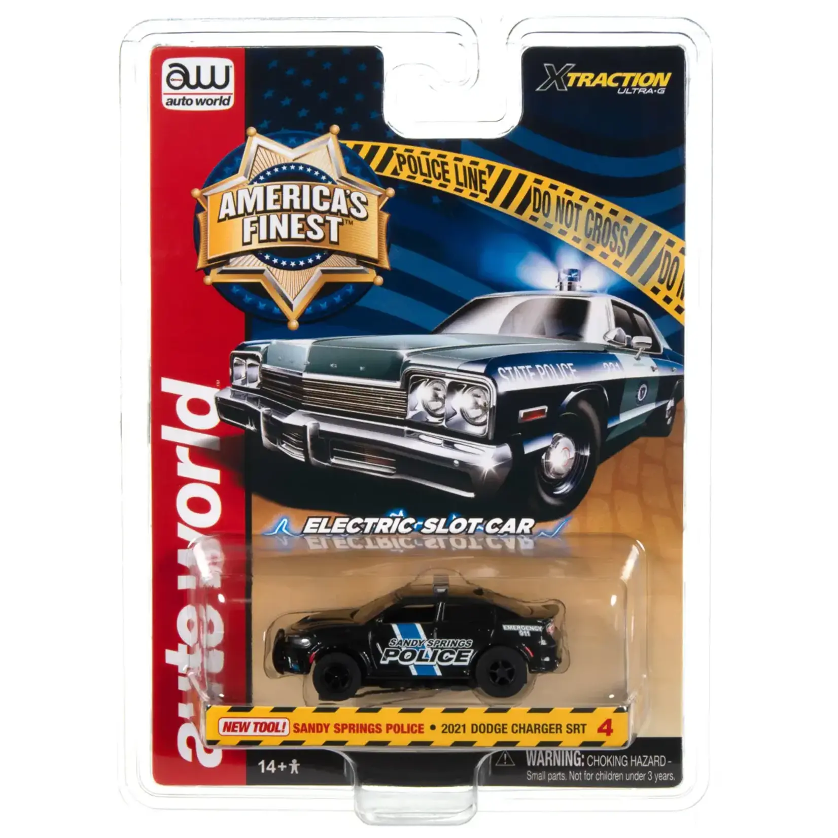 Auto World SC397A4 Auto World Xtraction 2021 Dodge Charger SRT Sandy Springs Georgia Police HO Scale Slot